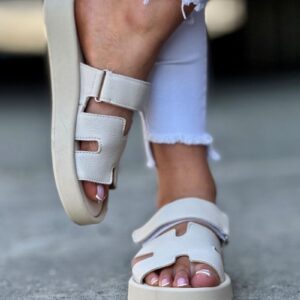 Wygodne i lekkie KLAPKI VENEZUELA BEIGE skóra naturalna