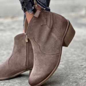 Wygodne botki Anapolis taupe skóra naturalna