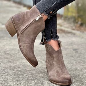 Wygodne botki Anapolis taupe skóra naturalna