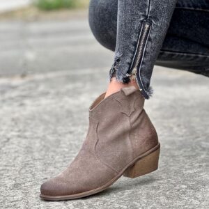 Wygodne botki Anapolis taupe skóra naturalna