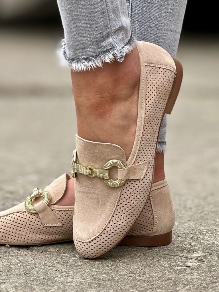 Zgrabniutkie półbuty/mokasyny NAOMI BEIGE skóra naturalna - obrazek 2
