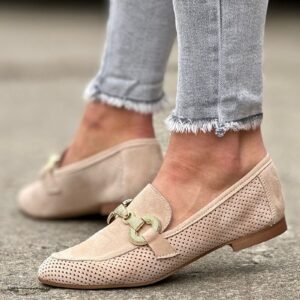 Zgrabniutkie półbuty/mokasyny NAOMI BEIGE skóra naturalna
