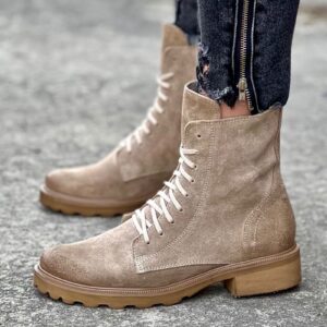 Traperki na mega lekkiej podeszwie velutto beige skóra naturalna