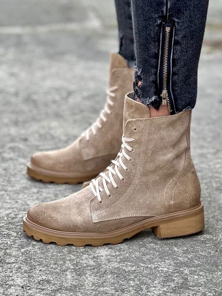 Traperki na mega lekkiej podeszwie velutto beige skóra naturalna - obrazek 9