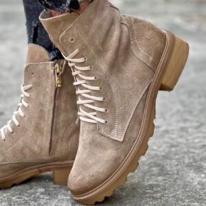 Traperki na mega lekkiej podeszwie velutto beige skóra naturalna