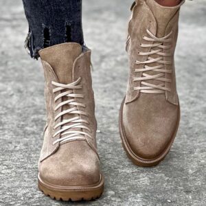 Traperki na mega lekkiej podeszwie velutto beige skóra naturalna