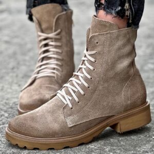 Traperki na mega lekkiej podeszwie velutto beige skóra naturalna