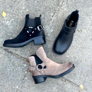 Modne botki KAZADII FEDORA BLACK ZAMSZ skóra naturalna - obrazek 3