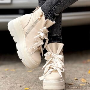Lekkie BOTKI Kazadii BROMLEY BEIGE skóra naturalna