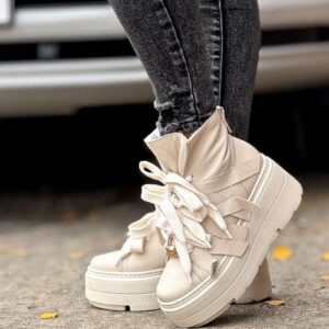 Lekkie BOTKI Kazadii BROMLEY BEIGE skóra naturalna