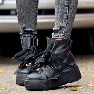 Lekkie BOTKI Kazadii BROMLEY BLACK skóra naturalna