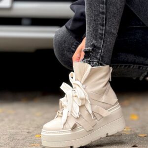 Lekkie BOTKI Kazadii BROMLEY BEIGE skóra naturalna