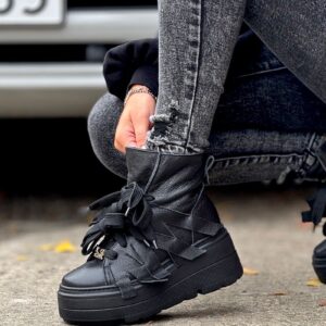 Lekkie BOTKI Kazadii BROMLEY BLACK skóra naturalna