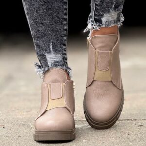 Mega modne lekkie botki PARIS TAUPE grain POLSKA PRODUKCJA