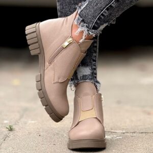 Mega modne lekkie botki PARIS TAUPE grain POLSKA PRODUKCJA