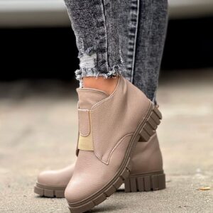 Mega modne lekkie botki PARIS TAUPE grain POLSKA PRODUKCJA