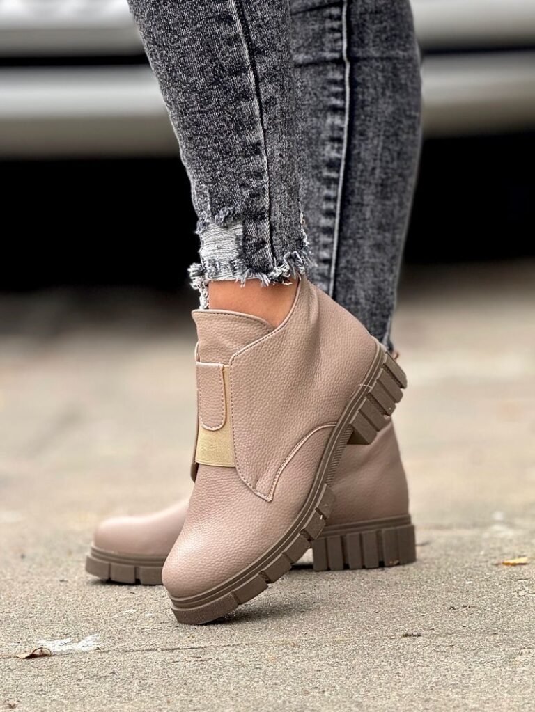 Mega modne lekkie botki PARIS TAUPE grain POLSKA PRODUKCJA - obrazek 5