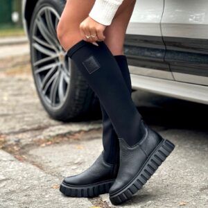 Obłędnie lekkie botki ze streczem KAZADII MIRELLA BLACK V7 skóra naturalna