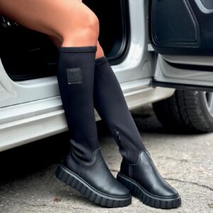 Obłędnie lekkie botki ze streczem KAZADII MIRELLA BLACK V7 skóra naturalna