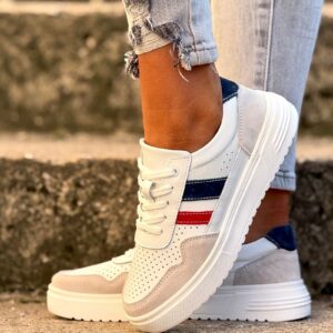 Lekkie trampki AVILA WHITE NAVY RED skóra naturalna