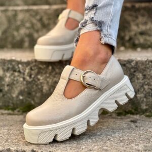 Półbuty na lekkiej podeszwie KAZADII CARTAGENA BEIGE skóra naturalna