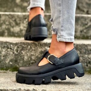 Półbuty na lekkiej podeszwie KAZADII CARTAGENA BLACK skóra naturalna