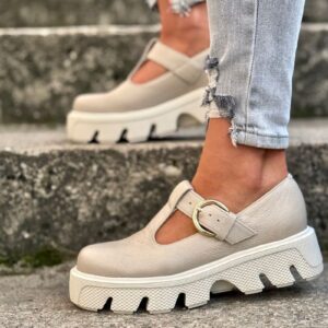 Półbuty na lekkiej podeszwie KAZADII CARTAGENA BEIGE skóra naturalna