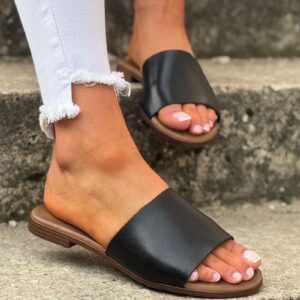 Klasyczne klapki KAZADII ANDALUSIA BLACK skóra naturalna