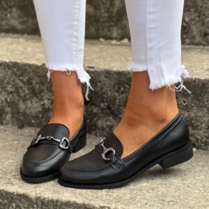 Loafersy ANDREA BLACK skóra naturalna lico