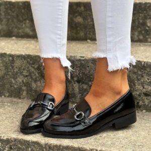 Lakierowane loafersy ANDREA BLACK skóra naturalna