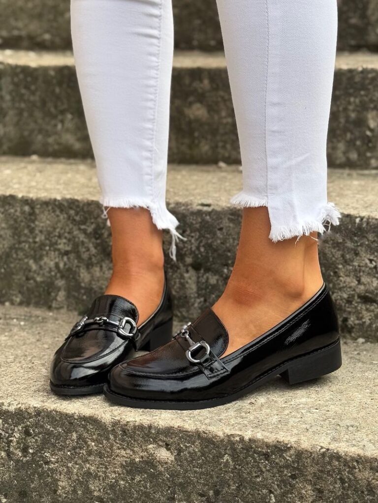 Lakierowane loafersy ANDREA BLACK skóra naturalna - obrazek 6