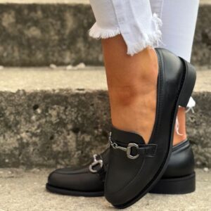 Loafersy ANDREA BLACK skóra naturalna lico