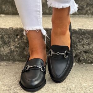 Loafersy ANDREA BLACK skóra naturalna lico