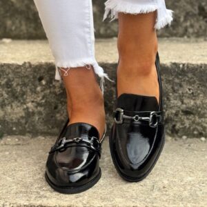 Lakierowane loafersy ANDREA BLACK skóra naturalna