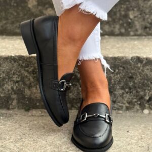 Loafersy ANDREA BLACK skóra naturalna lico