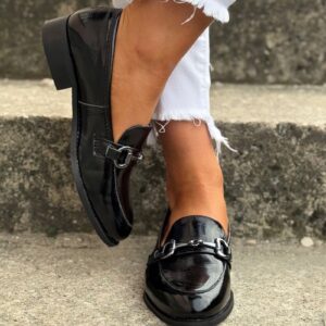 Lakierowane loafersy ANDREA BLACK skóra naturalna