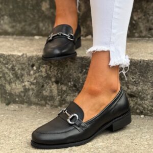Loafersy ANDREA BLACK skóra naturalna lico