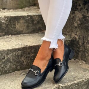 Loafersy ANDREA BLACK skóra naturalna lico