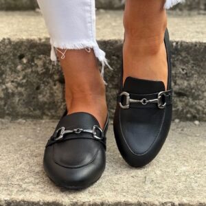Loafersy JAMILA BLACK skóra naturalna lico