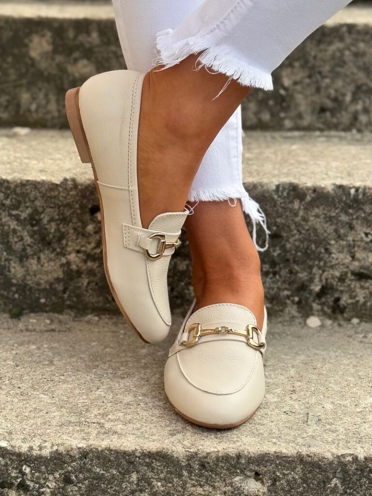 Loafersy JAMILA BEŻ skóra naturalna lico - obrazek 6