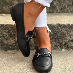 Loafersy JAMILA BLACK skóra naturalna lico