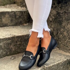 Loafersy JAMILA BLACK skóra naturalna lico