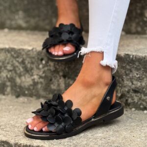 Zjawiskowe sandałki KAZADII FLORIA ASTRI BLACK skóra naturalna