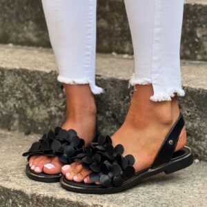 Zjawiskowe sandałki KAZADII FLORIA ASTRI BLACK skóra naturalna