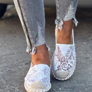 Koronkowe espadryle z siatką RIVIERA TULUM WHITE