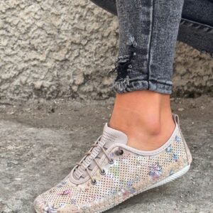 Lekkie jak piórko sportowe półbuty MARGARET BEIGE MULTI skóra naturalna