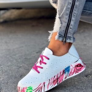 Lekkie sneakersy HAWAII WHITE PINK skóra naturalna