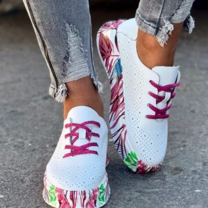 Lekkie sneakersy HAWAII WHITE PINK skóra naturalna
