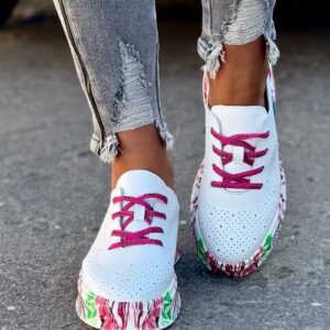 Lekkie sneakersy HAWAII WHITE PINK skóra naturalna