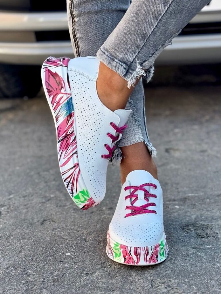 Lekkie sneakersy HAWAII WHITE PINK skóra naturalna - obrazek 4
